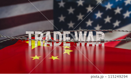 The Trade war text on Usa and china flag Background for Business 3d rendering. The Trade war text on Usa and china flag Background for Business 3d rendering. 115249294