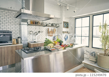 キッチンに並んだ野菜 115249470
