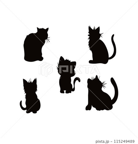 cat silhouette 5 pcs 115249489