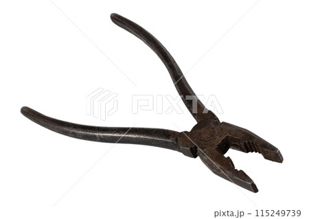 Antique vintage rusty wire pliers, or combination pliers or lineman's pliers. Antique vintage rusty wire pliers, or combination pliers or lineman's pliers. 115249739