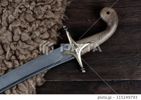 Ukraine Saber Sword on fur, 17th century. Poland, Lithuania, Hungary, Ukraine. 115249793