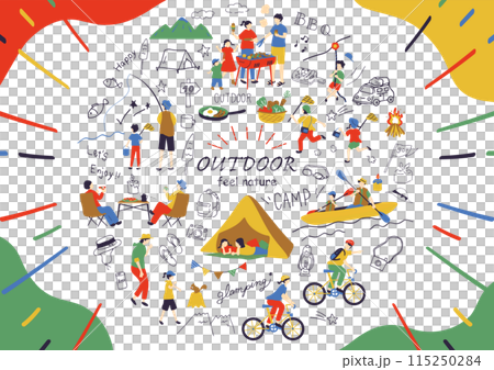 アウトドアを楽しむ人達 115250284