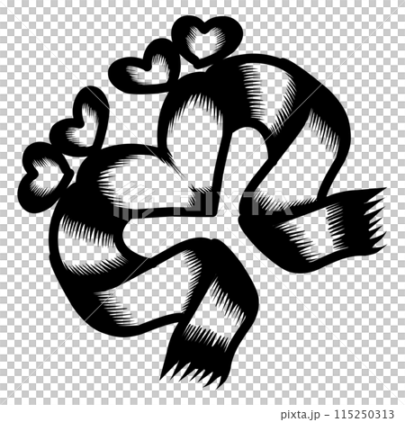 Black and white heart and ribbon with place for text. Coloring book page for adults and children. Valentine's day holiday design for gift card, flyer, certificate or banner 115250313