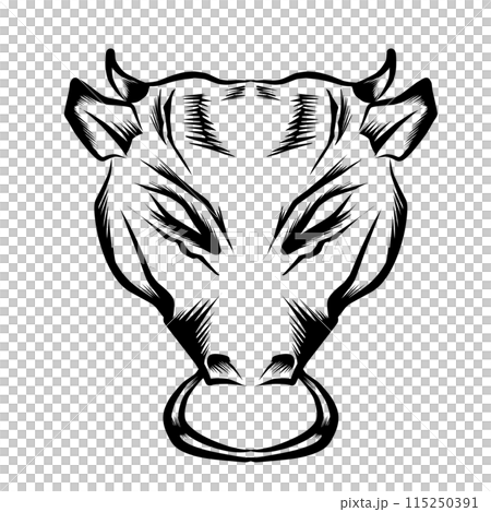 A buffalo head design. Wild Animals. Easy editable. Perfect for logos, stickers, tattoos, icons 115250391