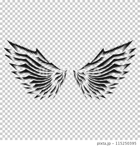 Design graphic of wing icon. Perfect for tattoo, banner, stickers, greeting cards 115250395