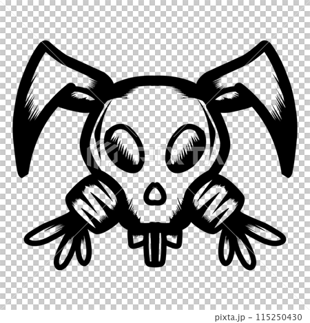 Cartoon rabbit skull with carrots, Halloween vector illustration. 115250430