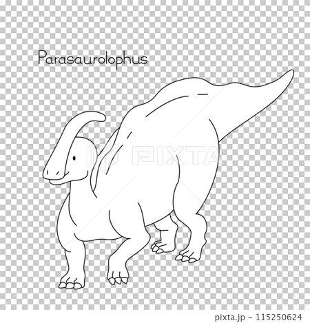 Dinosaur coloring book: Realistic and cute dinosaur: Parasaurolophus line drawing 115250624