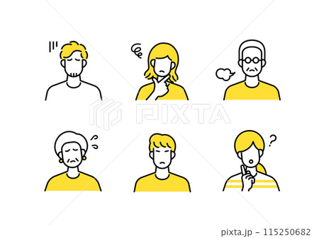 ネガティブな人々アイコンセット 115250682