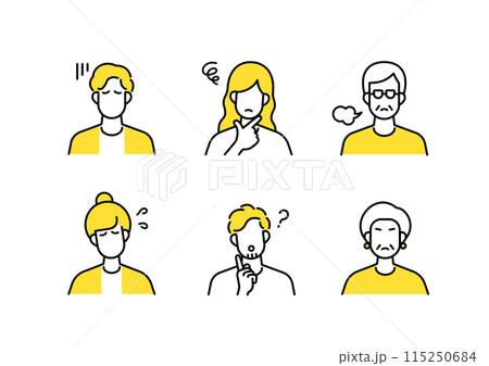 ネガティブな人々アイコンセット 115250684