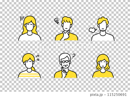 ネガティブな人々アイコンセット 115250691