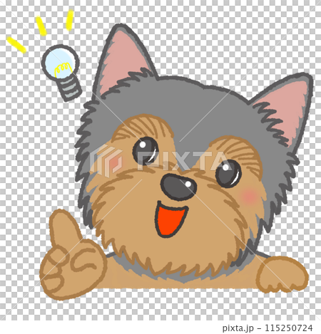 Illustration of a Yorkshire terrier with a surprised expression 115250724