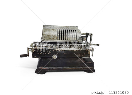 Old fashioned calculator for calculating numbers. isolated on white background 115251080