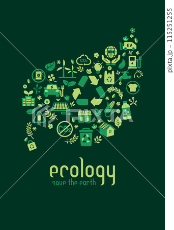 エコモチーフ ベクターイラスト A4縦長ポスターサイズ (エコ・リサイクル・SDGs)  115251255