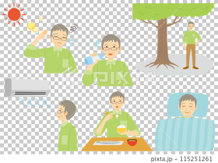 一組老人防暑插畫 115251261