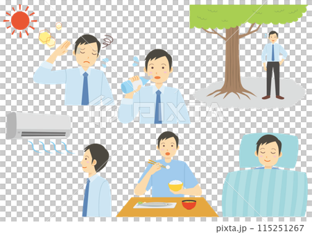 一組穿西裝的男人防暑插畫 115251267