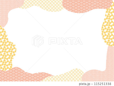秋や正月をイメージした和柄の流体シェイプ背景 115251338