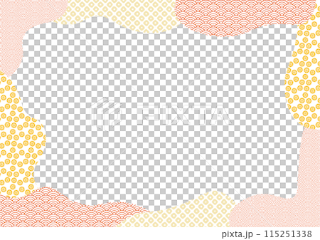 Fluid shape background with Japanese patterns inspired by autumn and New Year 115251338