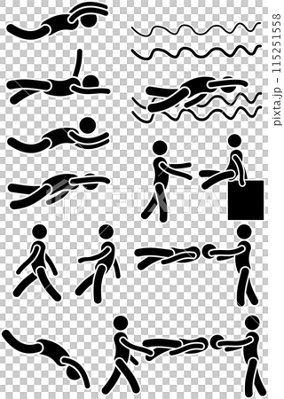 Swimming lesson scene pictogram Swimming lesson scene pictogram 115251558