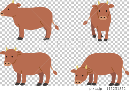 Simple and cute cow illustration set 115251852