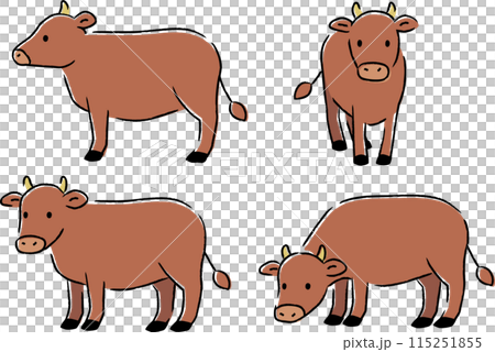 Simple and cute cow illustration set 115251855