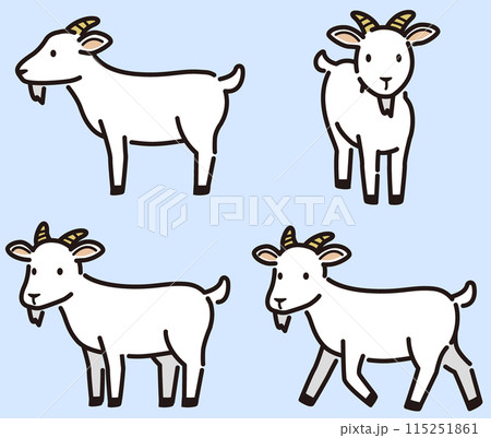 シンプルでかわいいヤギのイラストセット 115251861