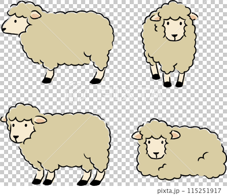 Simple and cute sheep illustration set 115251917
