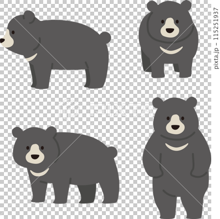 シンプルでかわいい熊のイラストセット 115251937
