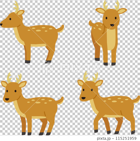 Simple and cute deer illustration set Simple and cute deer illustration set 115251959