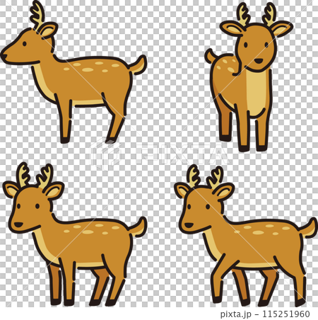 Simple and cute deer illustration set 115251960