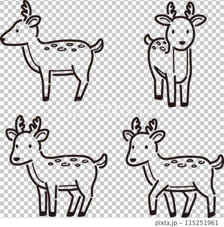 Simple and cute deer illustration set 115251961