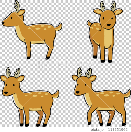 Simple and cute deer illustration set Simple and cute deer illustration set 115251962