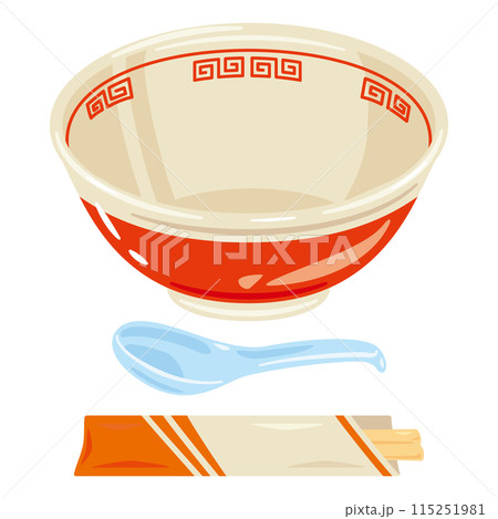 空っぽのラーメンどんぶりセット 115251981