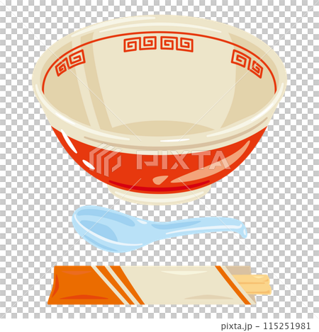 空っぽのラーメンどんぶりセット 115251981