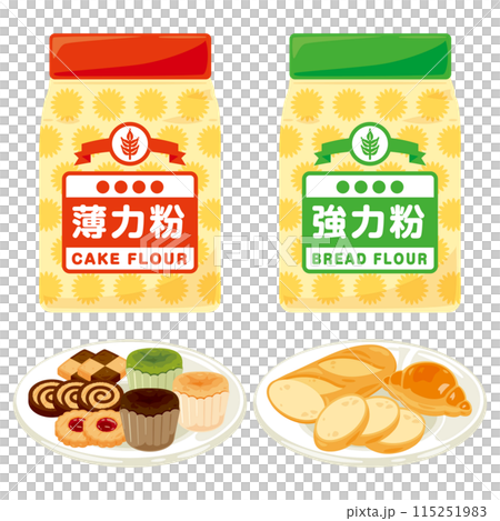 Soft flour and strong flour in a bag 115251983