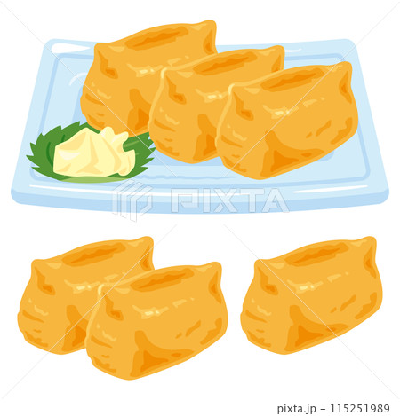 皿に盛られたいなり寿司 115251989