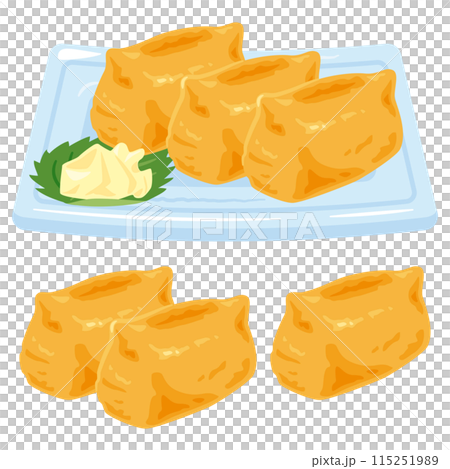 皿に盛られたいなり寿司 115251989