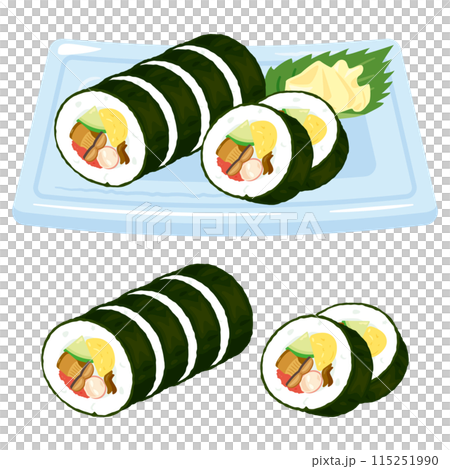 Maki sushi served on a plate Maki sushi served on a plate 115251990