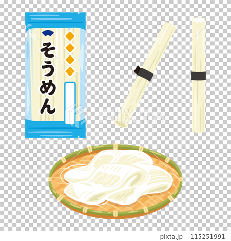 Somen noodles and dried somen noodles in a colander Somen noodles and dried somen noodles in a colander 115251991