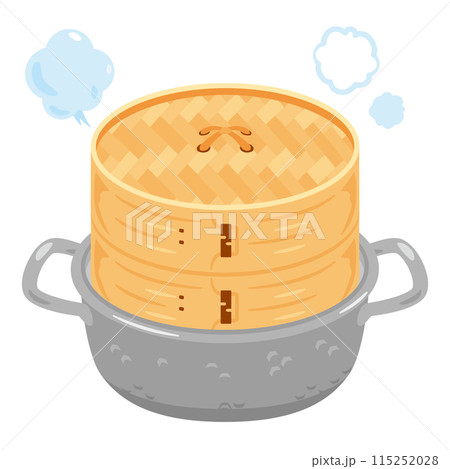 鍋で蒸されるセイロ 鍋で蒸されるセイロ 115252028