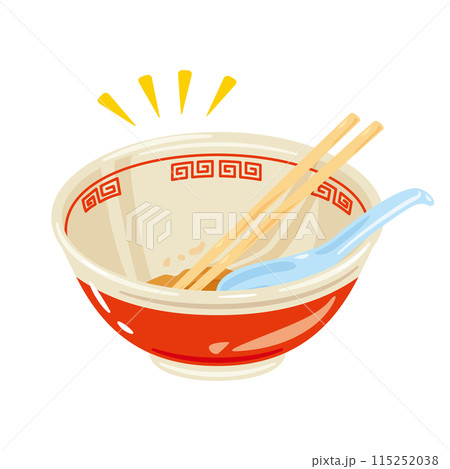 完食した空っぽのラーメンどんぶりのイラスト素材 [115252038] - PIXTA