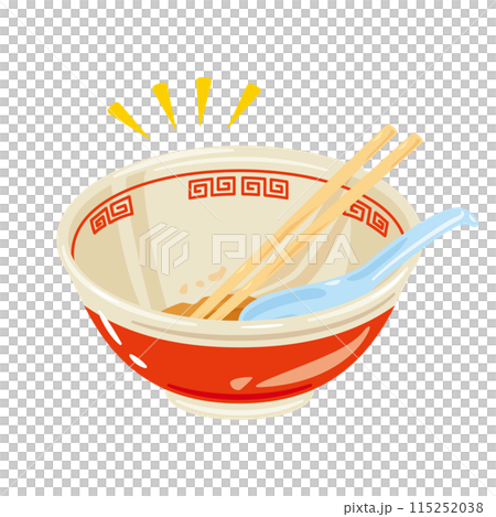 An empty ramen bowl that has been completely eaten 115252038