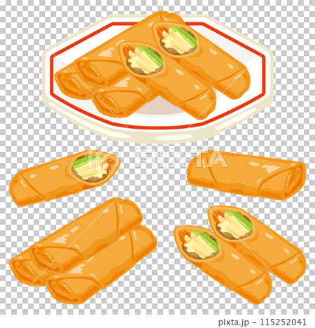 Spring rolls set on a plate 115252041