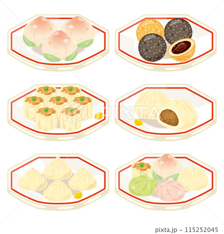皿に盛られた点心セット 115252045