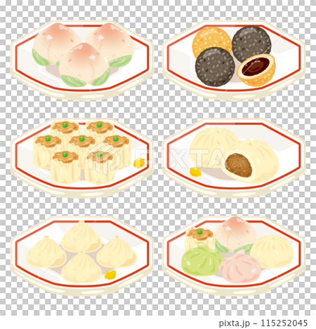 皿に盛られた点心セット 115252045