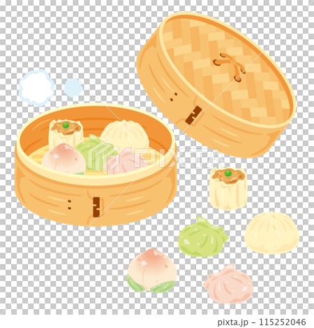 Dim sum set served in a bamboo steamer 115252046