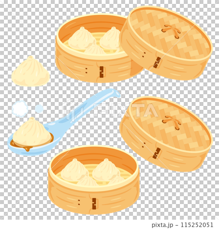 小籠包套餐放在竹蒸籠裡 115252051