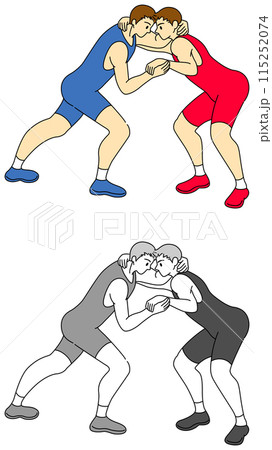 レスリング選手（男性）のイラストセット 115252074