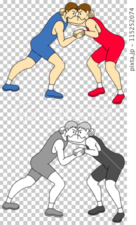 レスリング選手（男性）のイラストセット 115252074