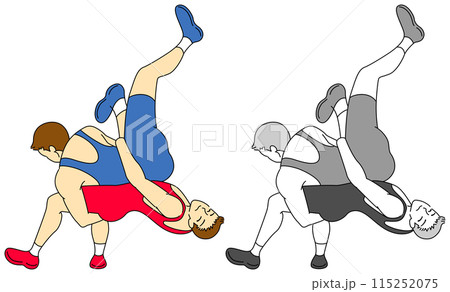 レスリング選手（男性）のイラストセット 115252075