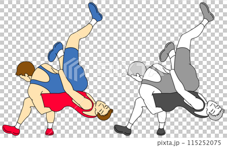 レスリング選手（男性）のイラストセット 115252075